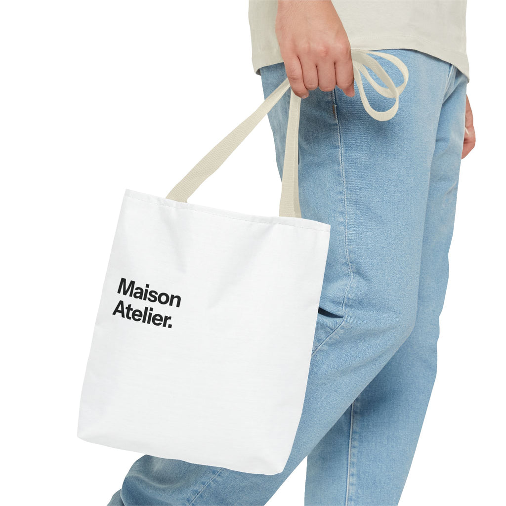 Maison Atelier. Tote Bag – Minimalist White Canvas Shoulder Tote