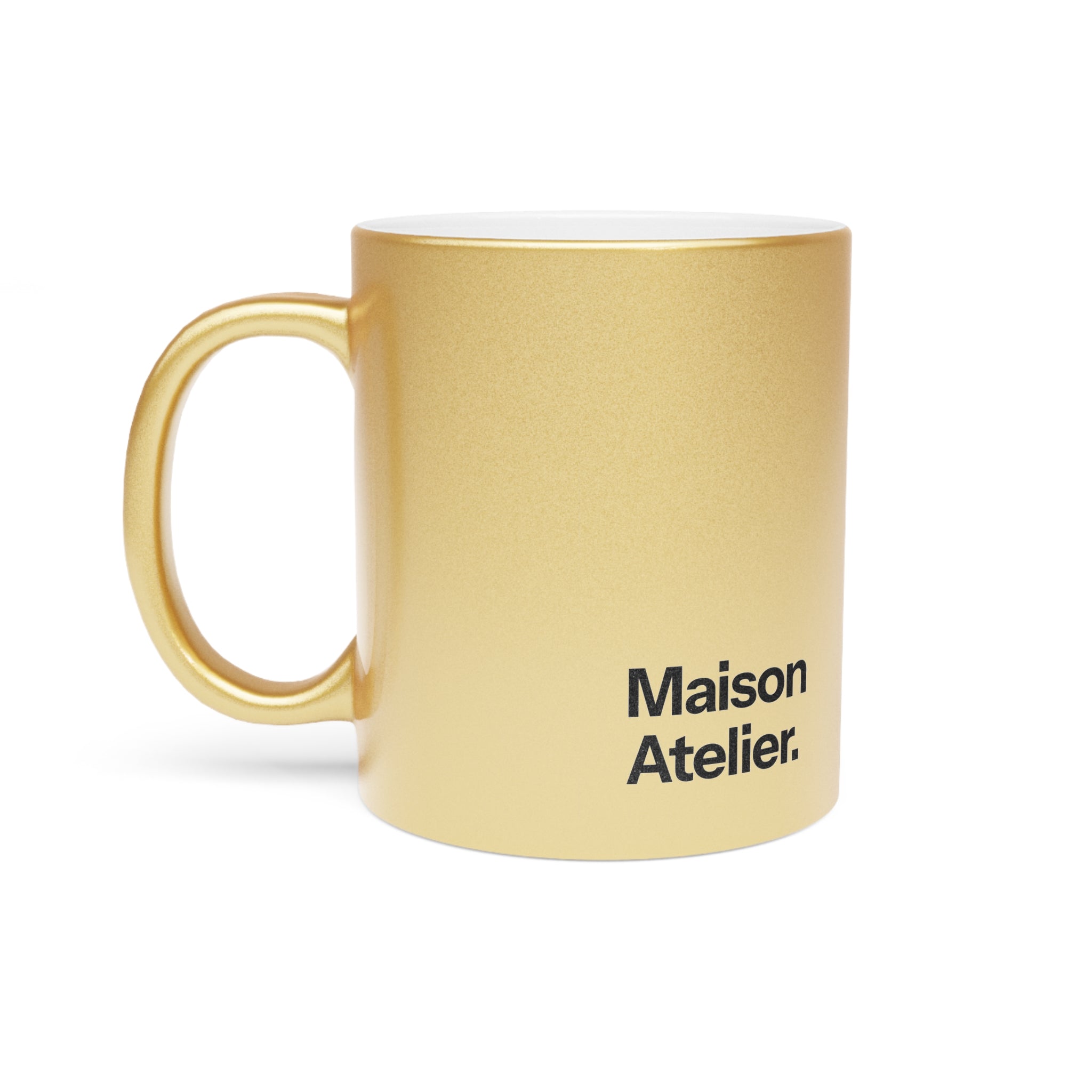 Maison Atelier Metallic Mug — Gold Shimmer Coffee Cup (11oz)
