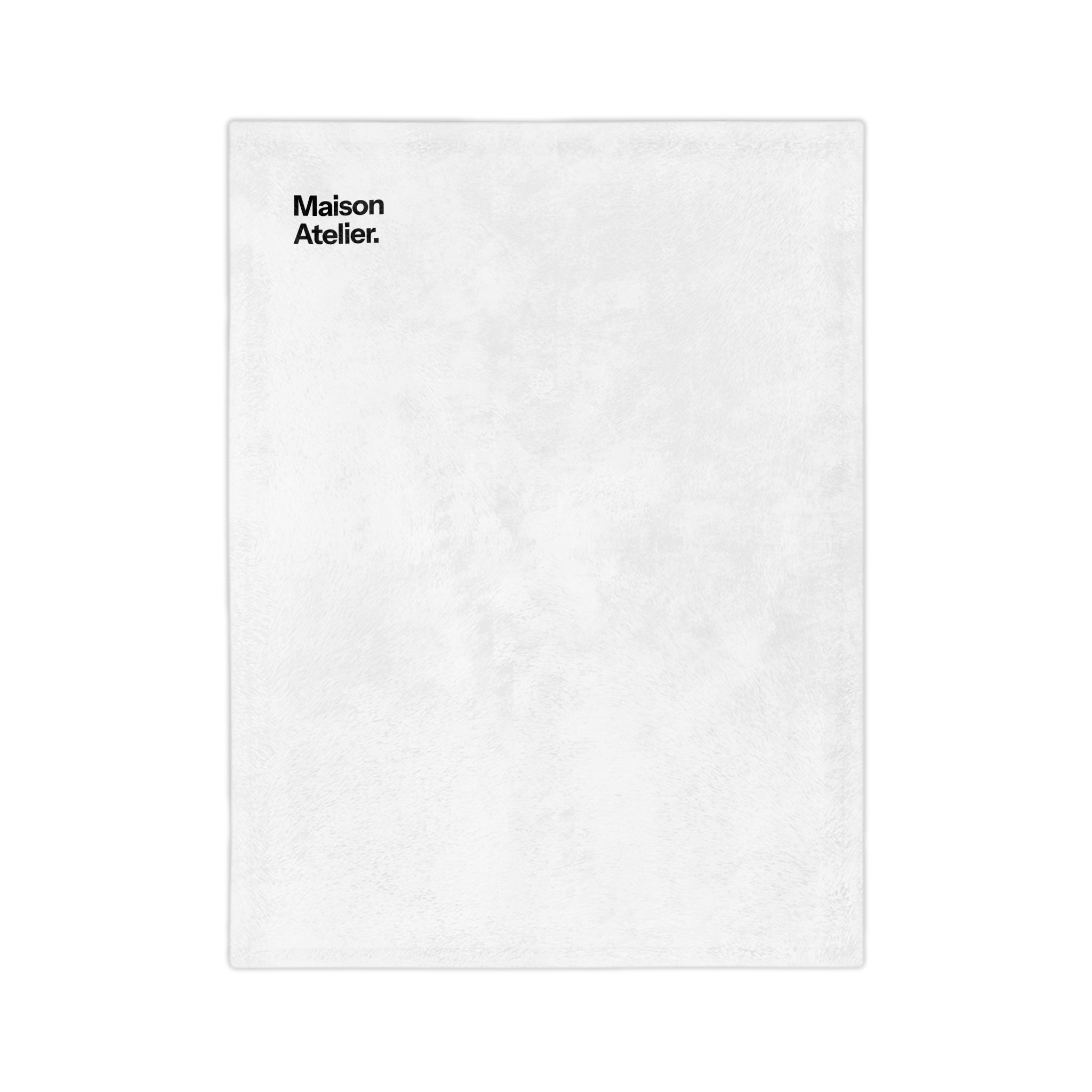 Maison Atelier. Velveteen Microfiber Blanket — Soft White Throw with Minimal Logo