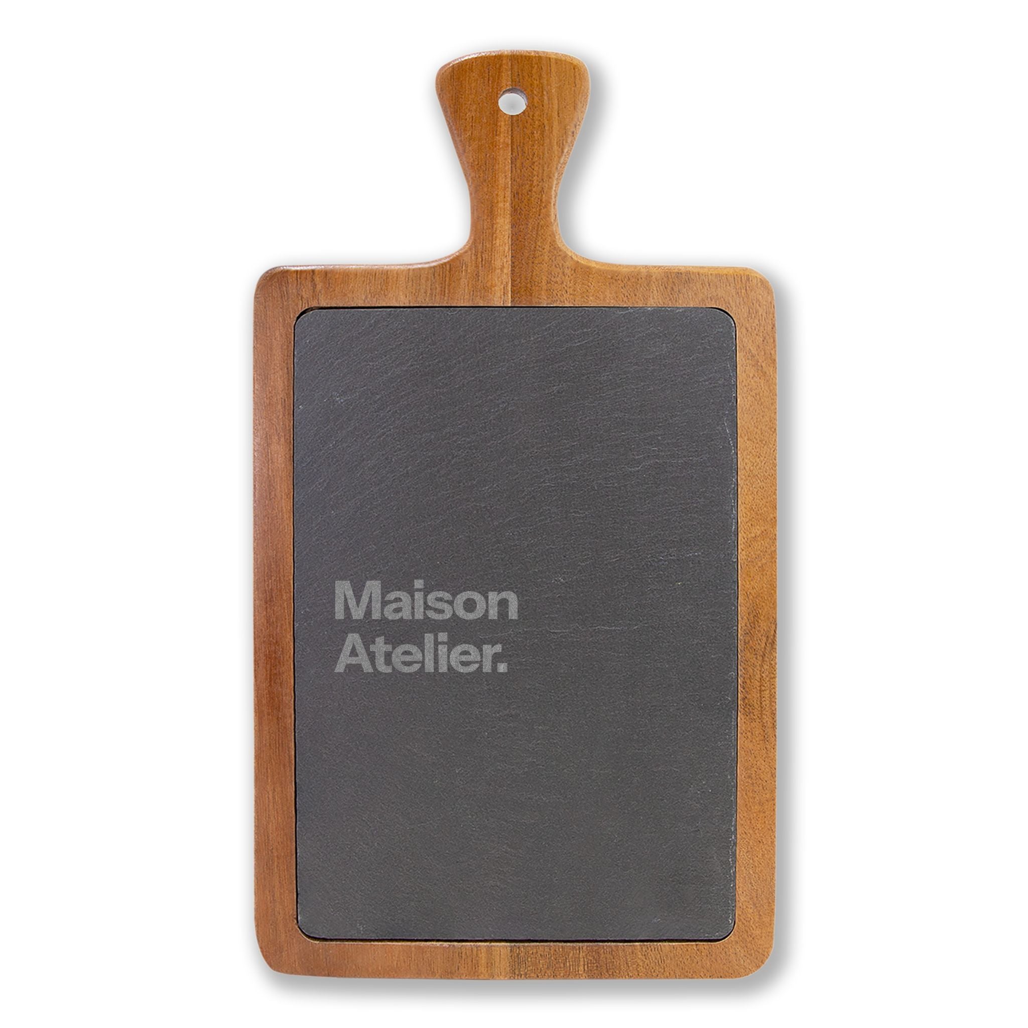 Engraved Acacia Charcuterie Board with Slate Insert & Cheese Tools