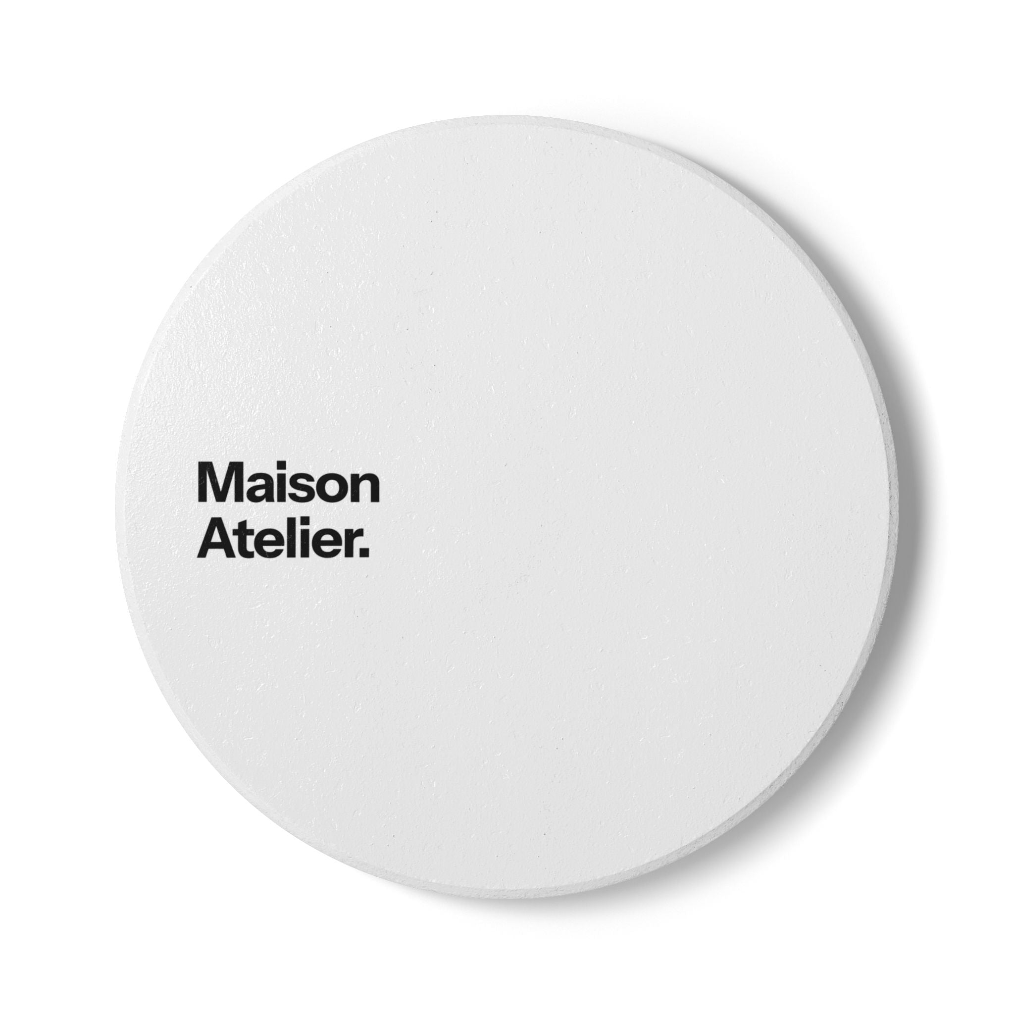 Maison Atelier. Ceramic Coaster — Minimal White Cork Back Drink Coaster