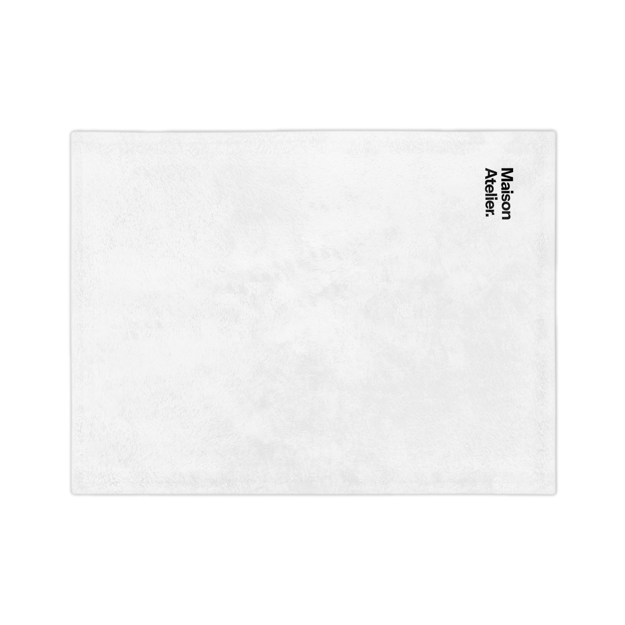 Maison Atelier. Velveteen Microfiber Blanket — Soft White Throw with Minimal Logo